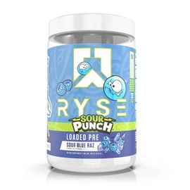 RYSE Loaded Pre Workout Powder Supplement for Men & Women | Pumps, Energy, Focus | Beta Alanine + Citrulline | 325mg Caffeine | 30 Servings - Flavor: Sour Punch® Sour Blue Raz