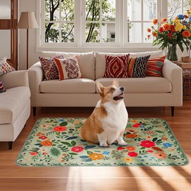 Washable Pee Pads for Dogs, 2 Pack Reusable Puppy Pads 40"x26" Super Absorbent Quick Dry Dog Training Pads, Waterproof & Non-Slip Whelping Pads for Crate,Floor,Sofa (Green Garden, 40"x26"(Pack of 2))