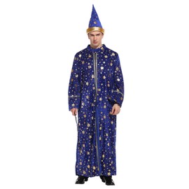 Suncheng Adults Wizard Costume Wizard Cloak with Hat Magic Wizard Costume (blue, XL), X-Large