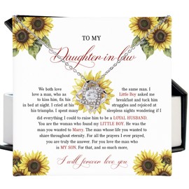 To My Daughter In Law Necklace From Mother And Father In Law, Love Knot Necklace For Daughter In Law, Daughter In Law Gifts From Mother In Law, Birthday Christmas Wedding Gift For Daughter In