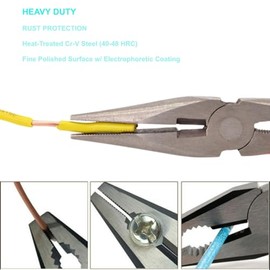 8-Inch Needle Nose Pliers: Paper Clamp Precision, Premium Heavy-Duty CRV Steel, Large Soft Grip with Wire Cutter,Chrome Vanadium Steel Long Nose Cutting Pliers