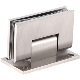 NovaNectar Brass Glass Door Hinge Heavy Duty Short Back Plate Hinges, Shower Door Hardware Replacement for 5/16" to 1/2" (8 to 12 mm) Tempered Glass (1, Brushed Nickel)