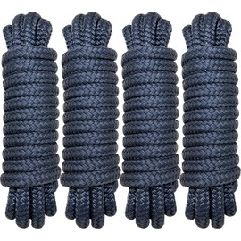 Boat Dock Lines 1/2 Inch x 15 ft Double Braid Nylon Dock Lines for Boats & Pontoons, Marine-Grade Nylon Dock Line with a 12" Eye, Ultimate Marine Rope, Boating Accessory - Navy Blue, 4 Pack