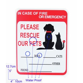 SICODA in Case of Fire Or Emergency Please Rescue Our Pets,Door Window Alarm Alert Animal Pet Dog Cat Kitten Bird Rabbit Rescue House Home RV Safety,Pack 10