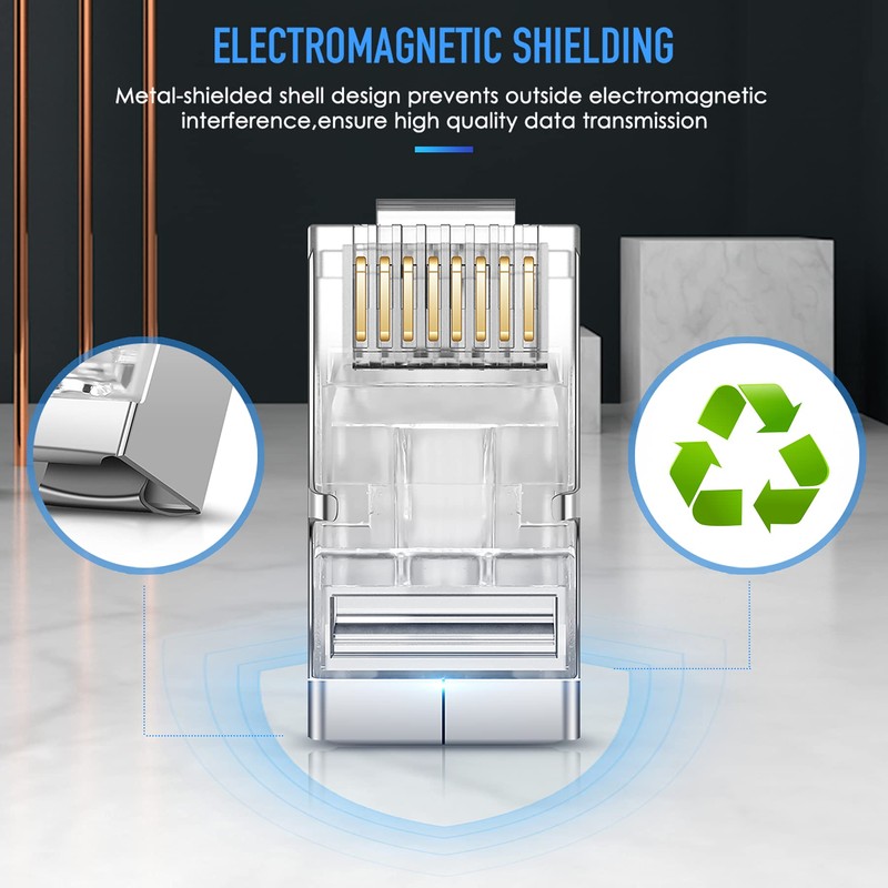 JODROAD Shielded RJ45 Cat5 Cat6 Pass Through Connectors - 3