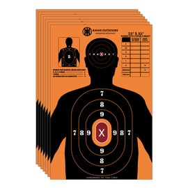 KNINE OUTDOORS Shooting Paper Targets for Shooting Range, 23 x35 inch, Bulk for Hunting, Handguns, Pistols, Rifles, Silhouette with Red Bullseye, Orange Design (10 Pack)