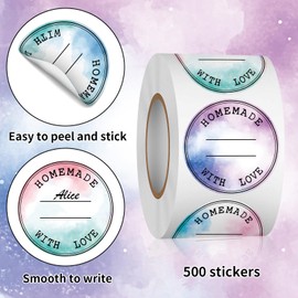 Heyfibro 500 PCS 1.5" Homemade with Love Stickers for Holiday Decorations, Envelope Seals, Party, Gift Packing, Cards