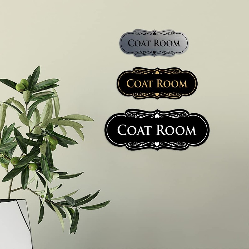 Signs ByLITA Designer Coat Room Sign (Brushed Gold) - Large