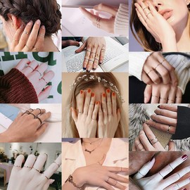 FOCALOOK Stacking Rings Midi Rings Set 7/14/28 Pieces Knuckle Rings for Women Girls 1 mm Midi Finger Rings Set Ankle Rings Set 18 K Gold-Plated / Stainless Steel Women Girls Fashion Jewellery