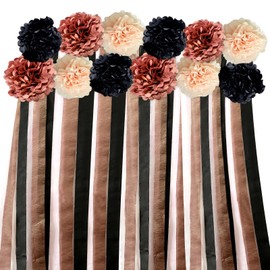 Black Pink Party Streamers Decorative Paper Pompoms for Sweet Cool Party Background, Birthday, Bachelor Party, Baby Shower, Ceiling Wall Hanging
