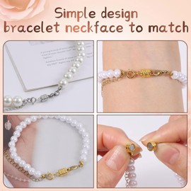 Magnetic Necklace Clasp Set with Chain Extenders, Necklace Extender and Magnetic Necklace Clasps and Closures (X Gold)
