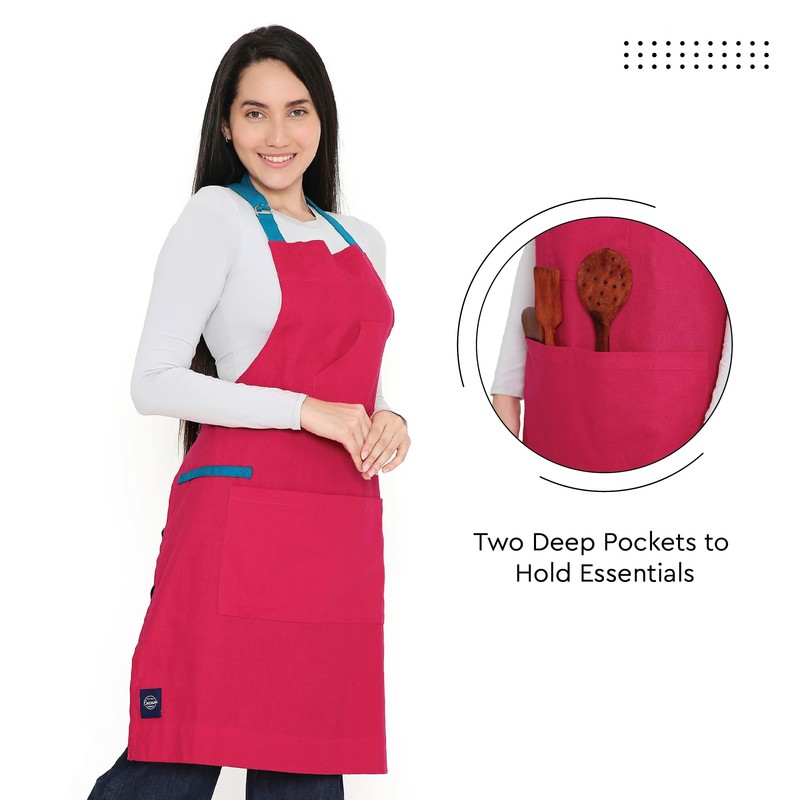 Encasa XO Adjustable Kitchen Apron with Pockets and Towel Holder