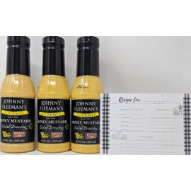 Johnny Fleemans Honey Mustard Bundle - 3 x 12 Ounce Bottle of Johnny Fleemans Honey Mustard Salad Dressing, Buundled with JFS Recipe Card