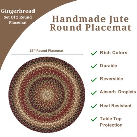 Gingerbread Pot Holders Trivets 15" (Pack of 2) Jute Trivet Mat for Hot Pots and Pans, Potholders for Hot Dishes Spoon Rest for Cooking and Baking (Multi Color)