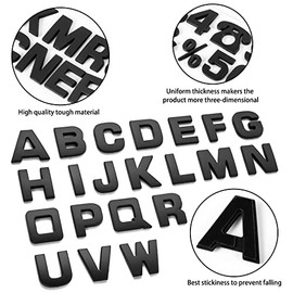 Lamoutor 43Pcs Car Emblem Letters Sticker DIY 3D Chrome Number Symbol Badge Decal（Black）