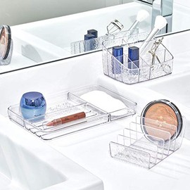 InterDesign Rain Cosmetic Palette Organizer for Vanity Cabinet to Hold Makeup, Beauty Products - Clear