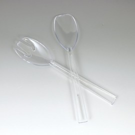 Maryland Sovereign Clear Salad Fork & Spoon - 9.5" - Durable Plastic, Elegant Serving Utensil for Parties & Events