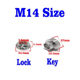 VOSANTU M14 304 Stainless Steel Anti-Theft Locking Nuts P2.0 Security Hardware Kit for Mountain Bike Awning Car Accessories for Styling Light Bar Safety,(4 Lock+ 1 Key)