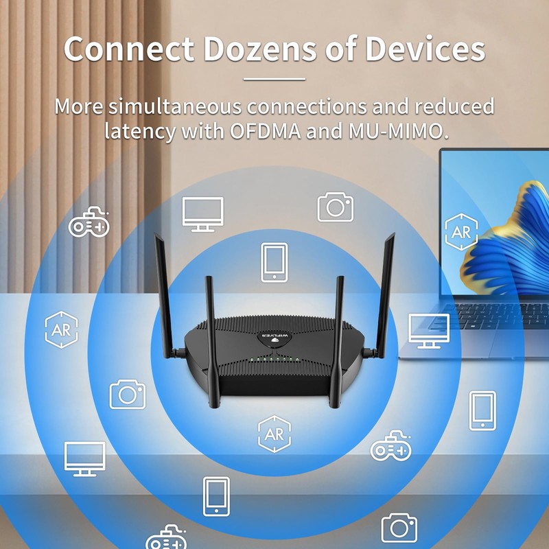 Wiflyer AX3000 WiFi 6 Mesh Router Dual-Band Gigabit Ethernet, Seamless