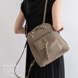 Gratante abb-g0026 Women's Cross-Shoulder 2-Way Mini Backpack, grey beige