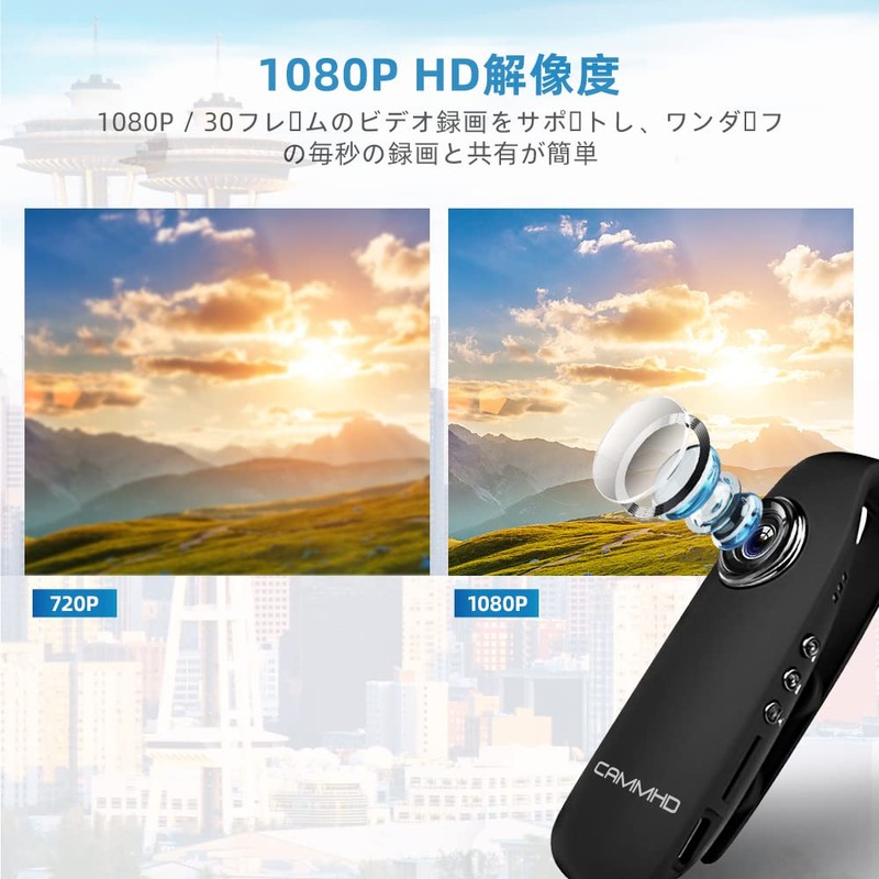 CAMMHD 32GB Body Camera, 1080P, 560mAh, 3 Hours Continuous Recording,