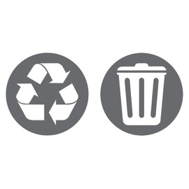 Two Pack Recycling Symbol Trash Can Vinyl Decal Stickers