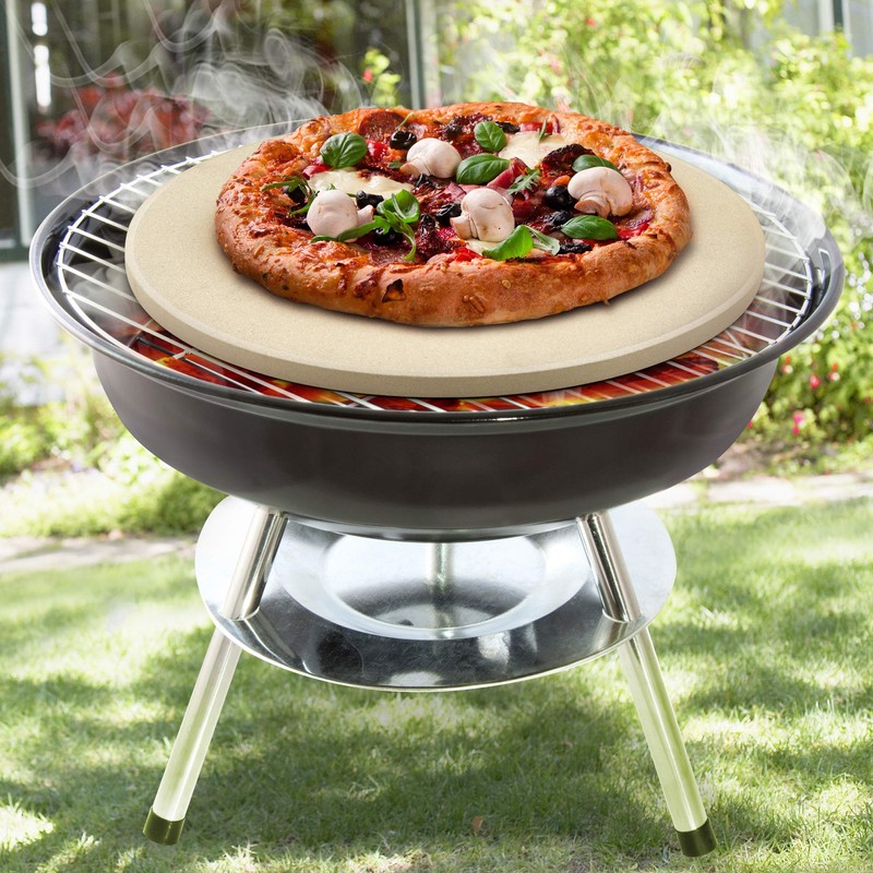 Cook N Home Pizza Grilling Baking Stone with Scraper, Heavy