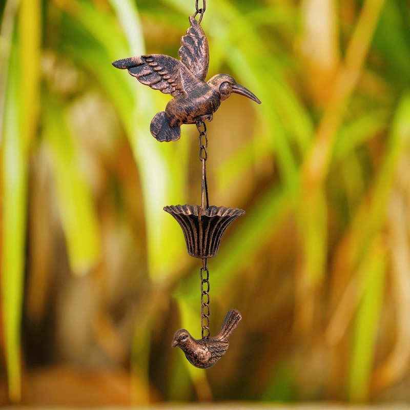 Aifeorzo 8.5FT Rain Chain, Hummingbird Rain Chains for Gutters, Functional
