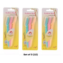 Eyebrow Razor Hair Trimmer Shaper Shaver and Tough Up Tool, Facial Razor with Safety Cover, 9 Razors | Dermaplaning Razor Tools | Skincare Party Favors (set of 3=9 Razors