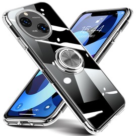 AQUOS R9 SH-51E Case with Ring Clear Transparent Flexible Plating TPU Shock Resistant Car Holder Compatible with US Military MIL Standard Strap Hole Thin Lightweight Anti-Scratch Protective Cover