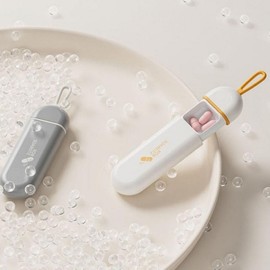 3-Compartment Portable Mini Pill Case with Keychain Loop Pill Gray 5ea