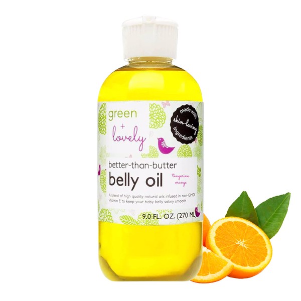 Better than Butter Belly Oil(Tangerine) | Pregnancy Stretch Mark Prevention | 9 fl oz. Lasts for up to 6 Months | Natural Oil and Vitamin E Enriched for Amazing Skin Pre/Post Pregnancy