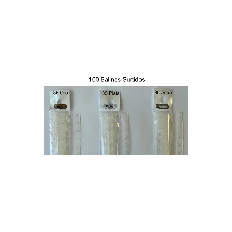 100 Balines Parche Transparente Oro, Plata Y Acero