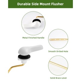 ANJOES Side Mount Toilet Handle - Universal Fit Toilet Flusher Lever Replacement Compatible with American Standard/Mansifield, with Flapper Chain, White