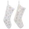 Transpac Plush Fuzzy Silver & Gold Snowflake Stocking, Set of