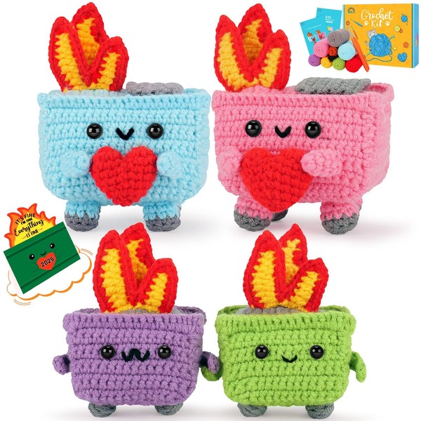 Dumpster Fire Crochet Kit for Beginners Cartoon Crochet Kit Fire