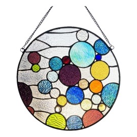 Pemberly Row Bubbles Glass & Metal Window Panel in Multi-Color