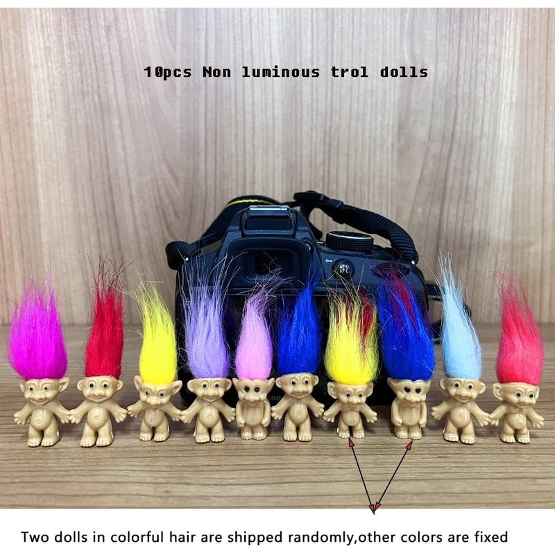 20pcs Luminous Mini Troll Dolls Glow in The Dark Vintage