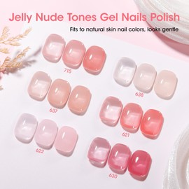 GELLEN Nude Gel Nail Polish, French Tip Gel Nail Polish Set Pink Jelly U V Gelpolish Soak off French Manicure Kit for Nail Art