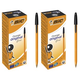 Bic Orange Fine Ballpoint Pens, Fine Point (0.8 mm), Black Ink, Writing Pens with Long-Lasting Ink, 2 Boxes of 20, 40 Pens Supplied