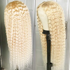 F_noble 26in 613 Blonde Lace Front Wigs Human Hair Middle Part 13x1 Long Remy Glueless Brazilian Deep Wave 613 Blonde T Lace Part Wig 150 Pre Plucked