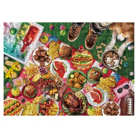 Funny Food Camping Picnic Puzzles for Adults 1000 Pieces, Summer Dog Baseball Jigsaw Puzzles, Animal Colorful Pizza Candy Fruit Puzzle