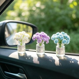 GUOYOU 3 Pcs Baby's Breath Car Decorations, Realistic Cute Car Accessories, Mini Dashboard Accessories for Garden Landscape Home Automotive Dash Decoration Desktop Ornament (White Blue Purple)