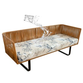 FORCHEER Waterproof Patio Cushion Cover for Outdoor Furniture 37x22x4 Stretch Floral Large Outdoor Cushion Cover with Ties 1 Piece Replacement Washable