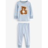 NEXT Snuggle 3 Pack 100% Cotton Pyjamas, Blue/Ecru Baby Bear