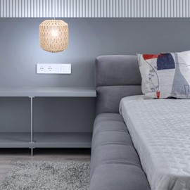 BESTonZON Macrame Lampshade Hand-Woven Paper Rope Boho Pendant Light Shade Ceiling Light Chandelier Lamp Cover Decorative for Living Room Bedroom