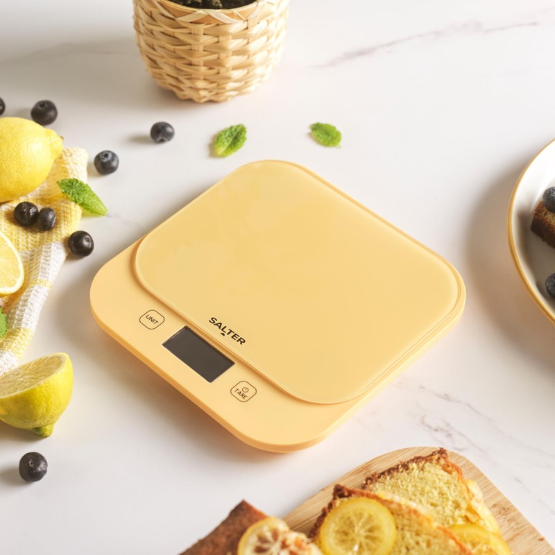 Salter British Bakes Digital Kitchen Scale – Yellow Baking Scale,