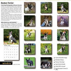 2025 Wall Calendar,Calendar 2025, November 2024 - December 2025, Wall Calendar Boston Terriers, 12" x 24" Opened,Full Page Months Thick & Sturdy Paper for Calendar Organizing & Planning