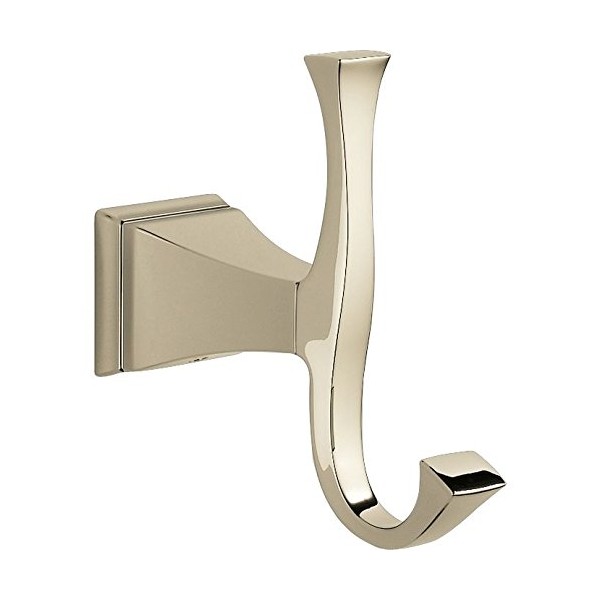 DELTA FAUCET 75135-PN Dryden Double Robe Hook, 5.00 x 1.75 x 1.75 inches, Polished Nickel