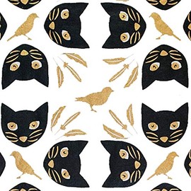 Gift Wrap - Meow Meow - White/Black/Metallic Black